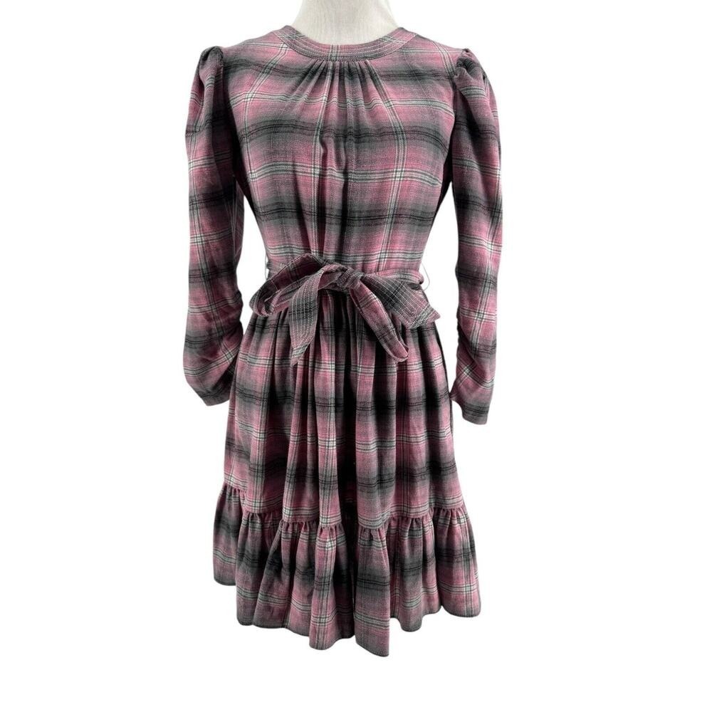 Likely Women's Pink Plaid Griffyn Mini Tie Waisted 3/4 Sleeve Dress Size 0